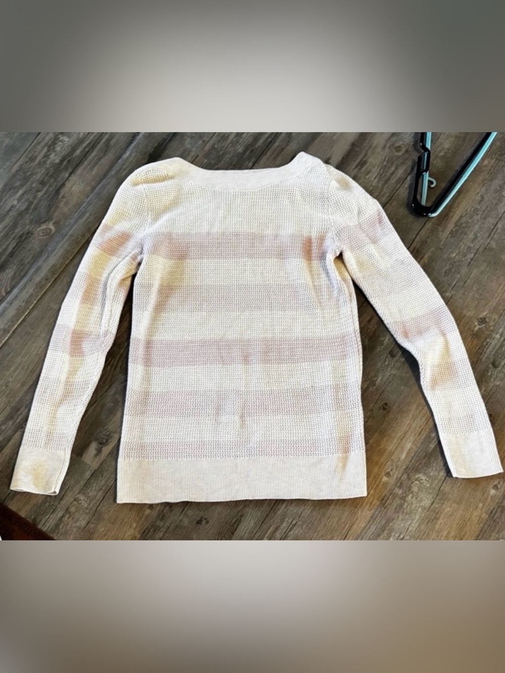 Market & Spruce women's pink and white striped waffle knit sweater size small